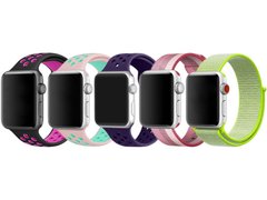 Set 5 Curele iUni compatibile cu Apple Watch 1/2/3/4/5/6/7, 42mm, Negru/Roz, Roz/Albastru, Mov, Roz